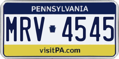 PA license plate MRV4545