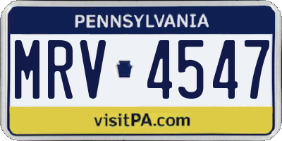 PA license plate MRV4547