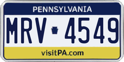 PA license plate MRV4549