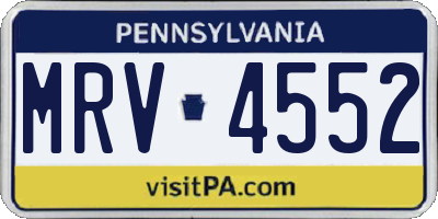 PA license plate MRV4552