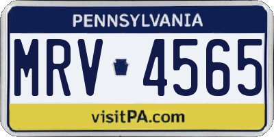 PA license plate MRV4565
