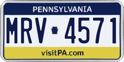 PA license plate MRV4571