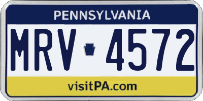 PA license plate MRV4572