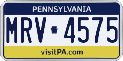 PA license plate MRV4575