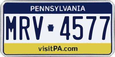 PA license plate MRV4577