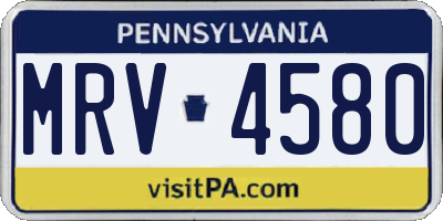 PA license plate MRV4580
