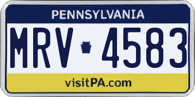 PA license plate MRV4583