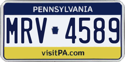PA license plate MRV4589