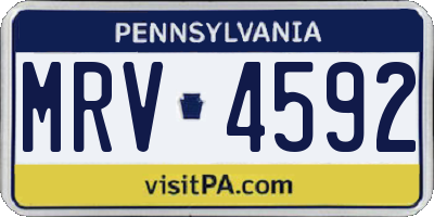 PA license plate MRV4592