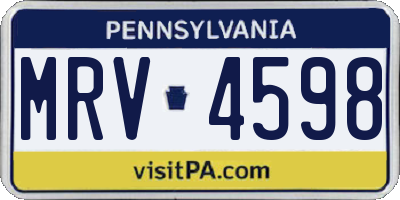 PA license plate MRV4598