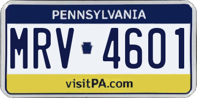 PA license plate MRV4601