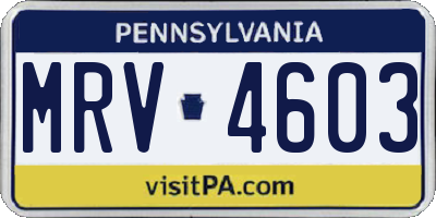 PA license plate MRV4603