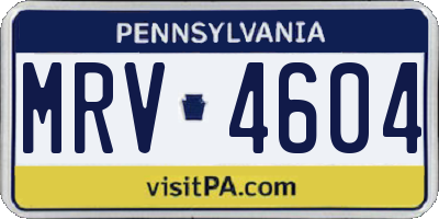 PA license plate MRV4604