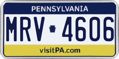 PA license plate MRV4606