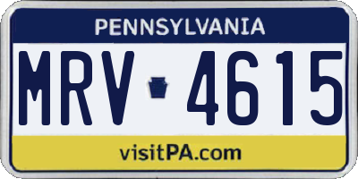 PA license plate MRV4615