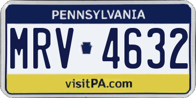 PA license plate MRV4632
