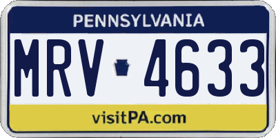 PA license plate MRV4633