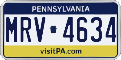 PA license plate MRV4634