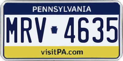 PA license plate MRV4635