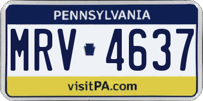 PA license plate MRV4637