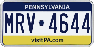 PA license plate MRV4644