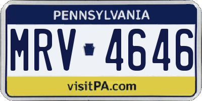 PA license plate MRV4646