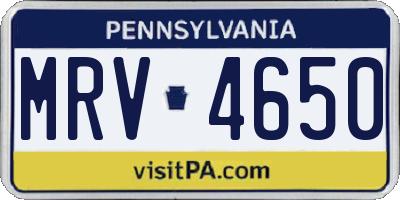 PA license plate MRV4650