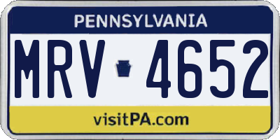 PA license plate MRV4652