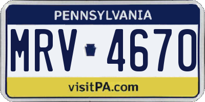 PA license plate MRV4670