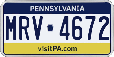 PA license plate MRV4672