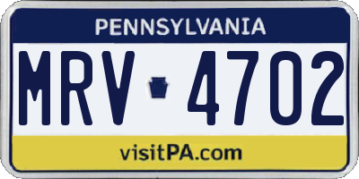 PA license plate MRV4702