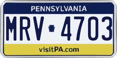 PA license plate MRV4703