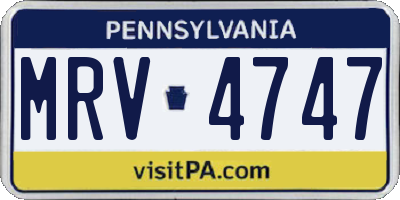 PA license plate MRV4747