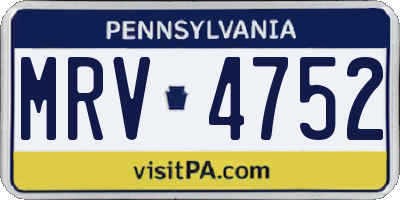 PA license plate MRV4752