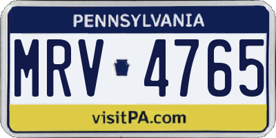 PA license plate MRV4765