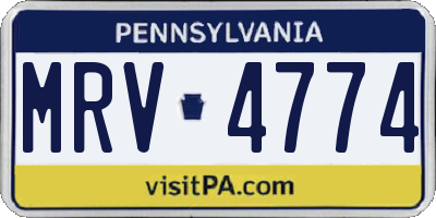 PA license plate MRV4774