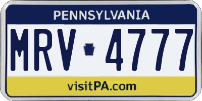 PA license plate MRV4777
