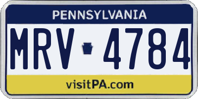 PA license plate MRV4784