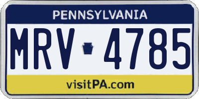 PA license plate MRV4785