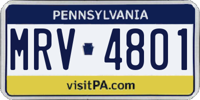 PA license plate MRV4801