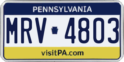 PA license plate MRV4803