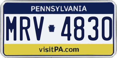PA license plate MRV4830