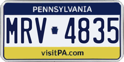 PA license plate MRV4835