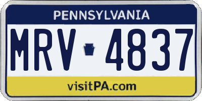 PA license plate MRV4837