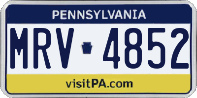 PA license plate MRV4852