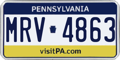 PA license plate MRV4863