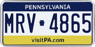 PA license plate MRV4865
