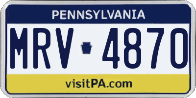 PA license plate MRV4870