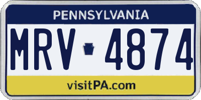 PA license plate MRV4874