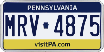 PA license plate MRV4875